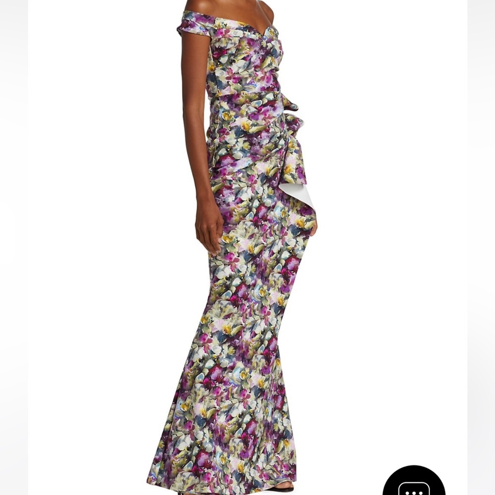 Chiara Boni floral gown, off-the-shoulder
